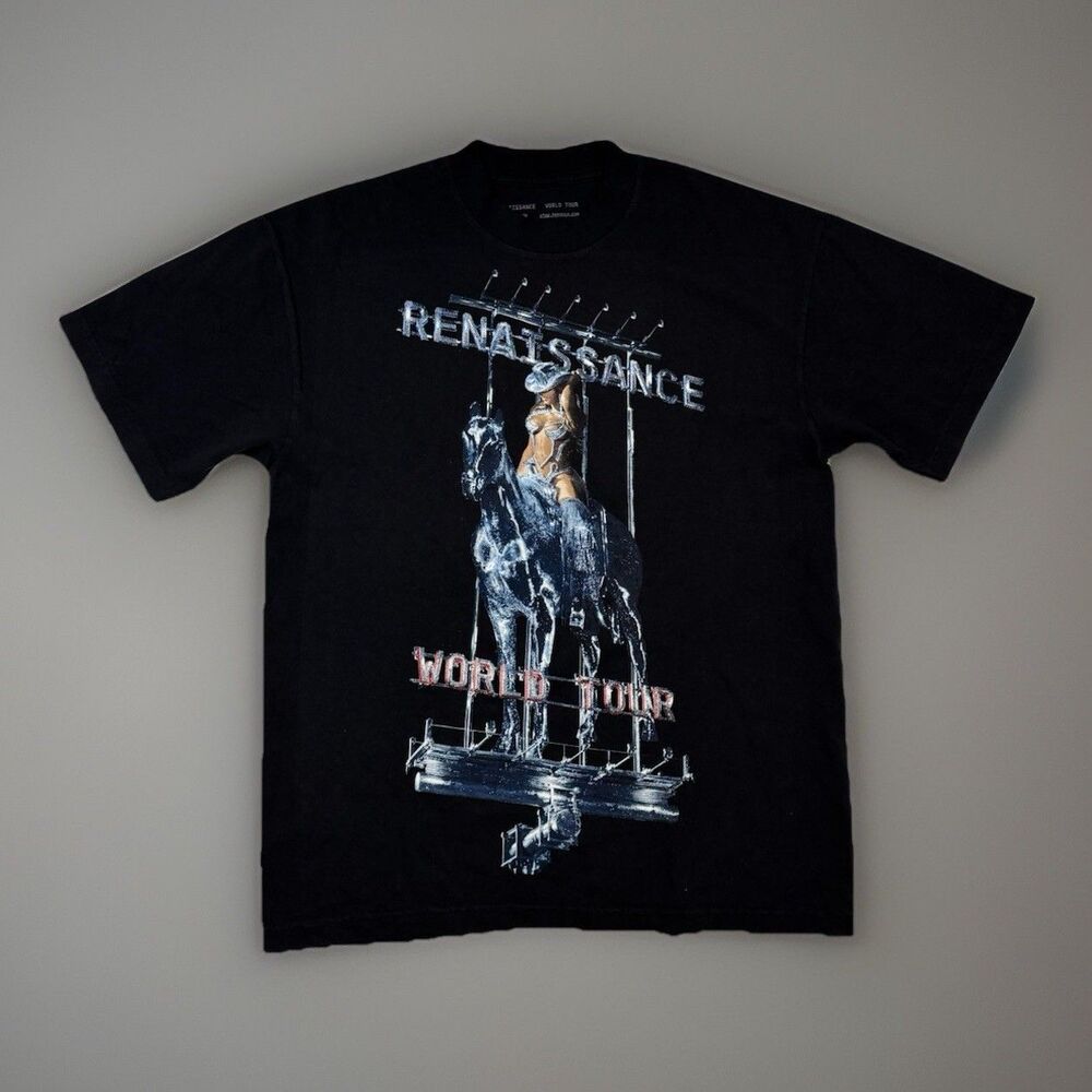 Beyonce Renaissance World Tour 2023 Graphic T-Shirt MEDIUM M Black Heavy Cotton